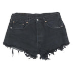 LEVI'S Womens Black Denim Cut-Off Shorts S W28 Frayed Hem Casual Summer