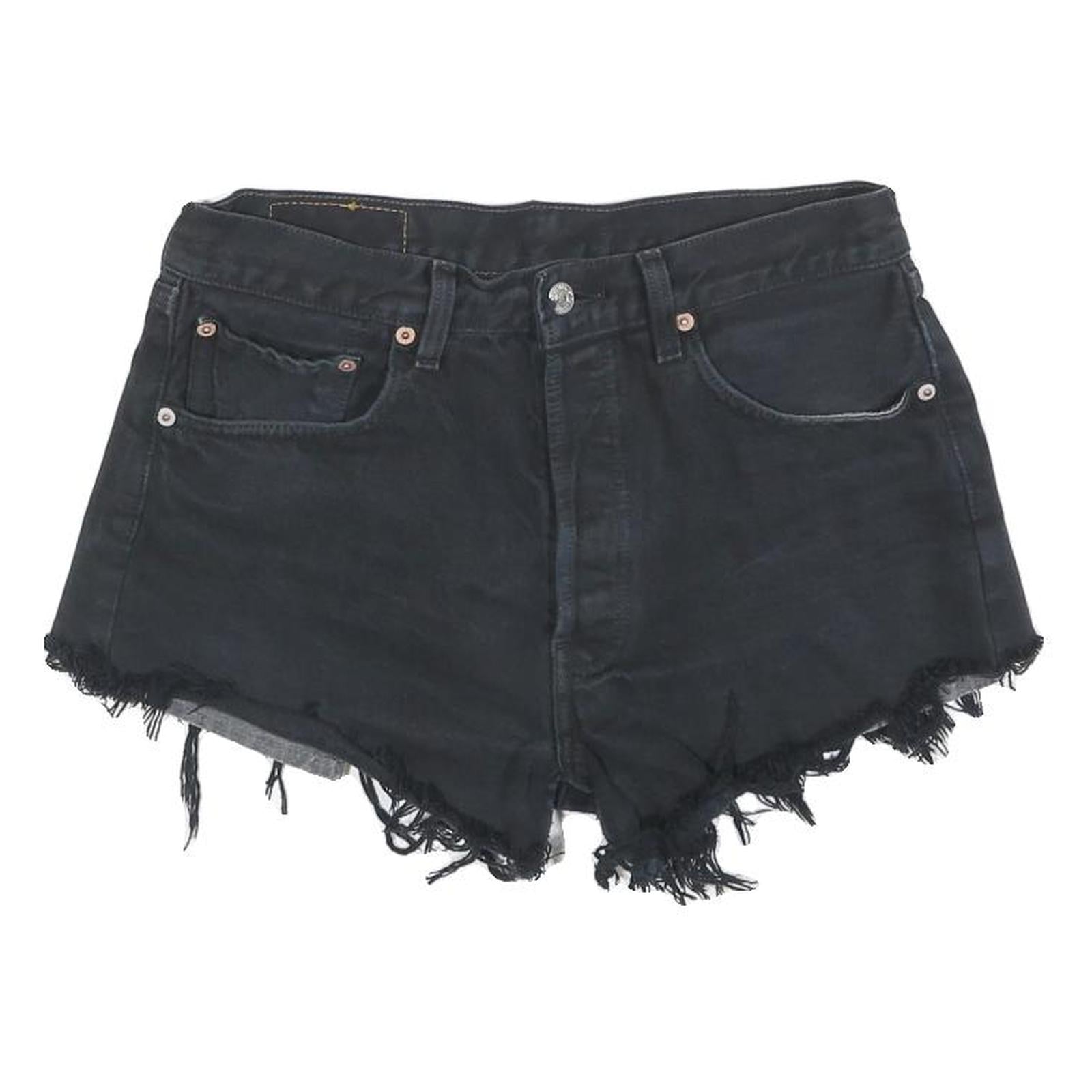 LEVI'S Womens Black Denim Cut-Off Shorts S W28 Frayed Hem Casual Summer