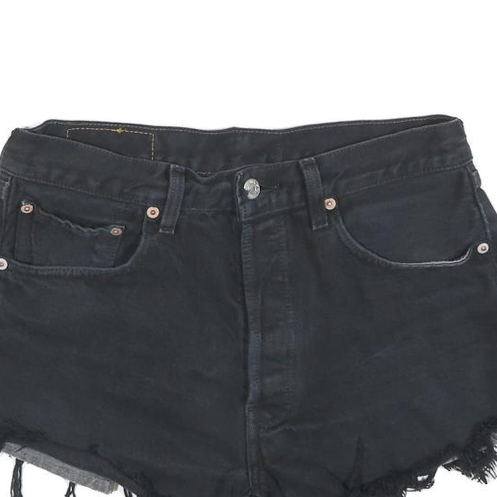 LEVI'S Womens Black Denim Cut-Off Shorts S W28 Frayed Hem Casual Summer