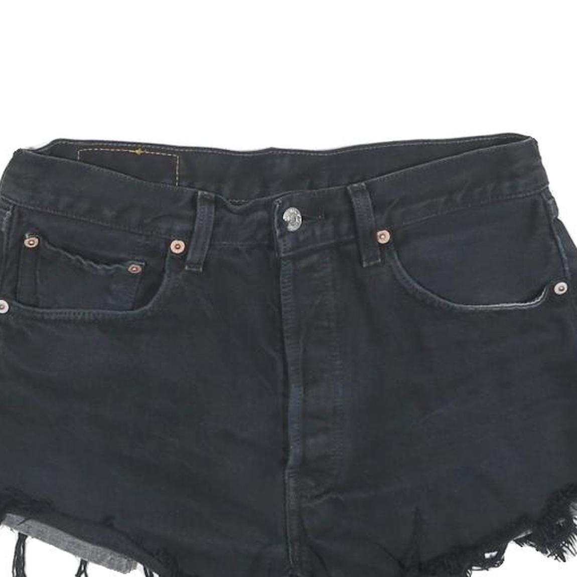 LEVI'S Womens Black Denim Cut-Off Shorts S W28 Frayed Hem Casual Summer