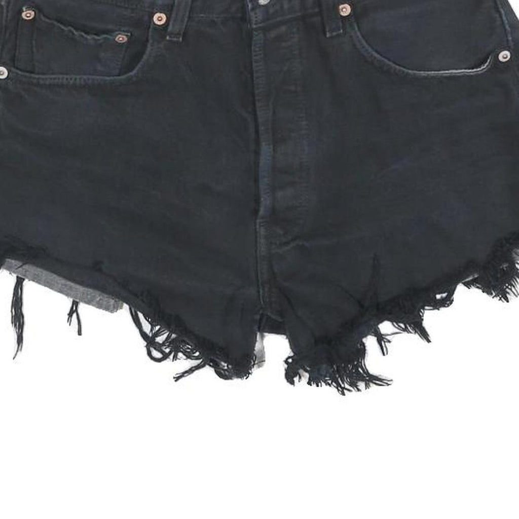 LEVI'S Womens Black Denim Cut-Off Shorts S W28 Frayed Hem Casual Summer