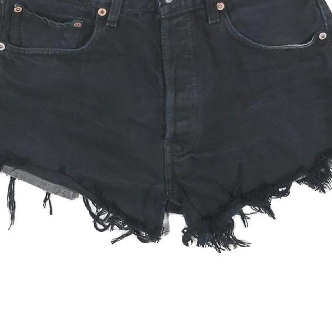 LEVI'S Womens Black Denim Cut-Off Shorts S W28 Frayed Hem Casual Summer