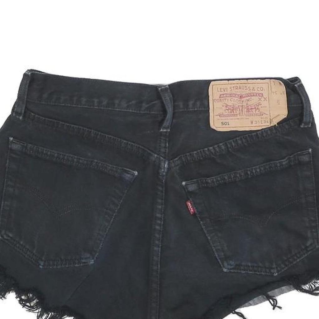LEVI'S Womens Black Denim Cut-Off Shorts S W28 Frayed Hem Casual Summer