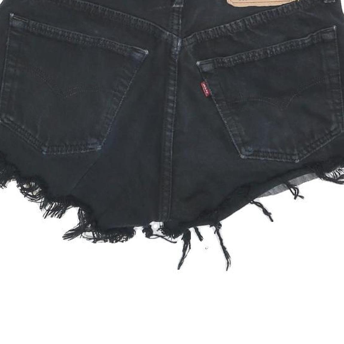 LEVI'S Womens Black Denim Cut-Off Shorts S W28 Frayed Hem Casual Summer