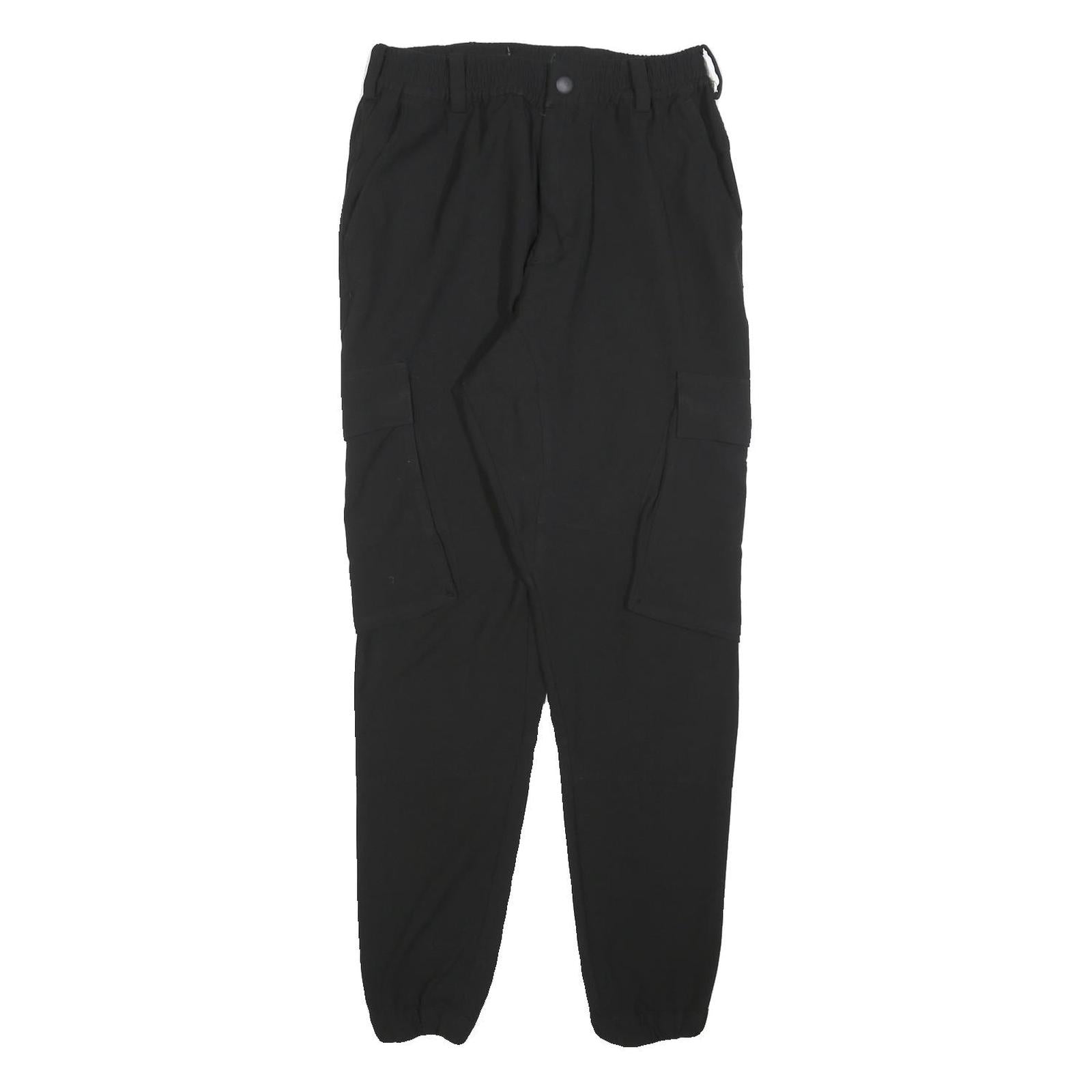 Womens Black Slim Fit Cargo Trousers Polyester Blend W28 L28 Zip Pockets