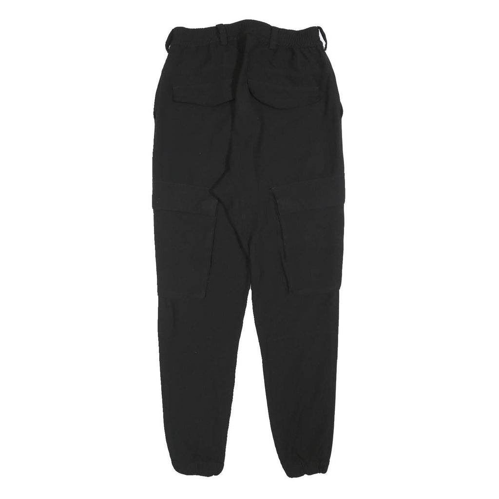 Womens Black Slim Fit Cargo Trousers Polyester Blend W28 L28 Zip Pockets