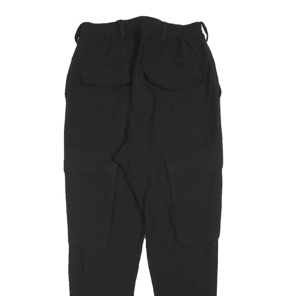 Womens Black Slim Fit Cargo Trousers Polyester Blend W28 L28 Zip Pockets