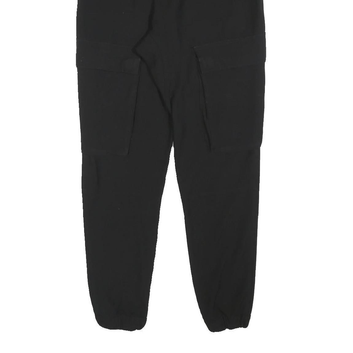Womens Black Slim Fit Cargo Trousers Polyester Blend W28 L28 Zip Pockets