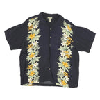 ISLANDER Mens Navy Blue Hawaiian Rayon Shirt XL Floral Tropical Summer Beach