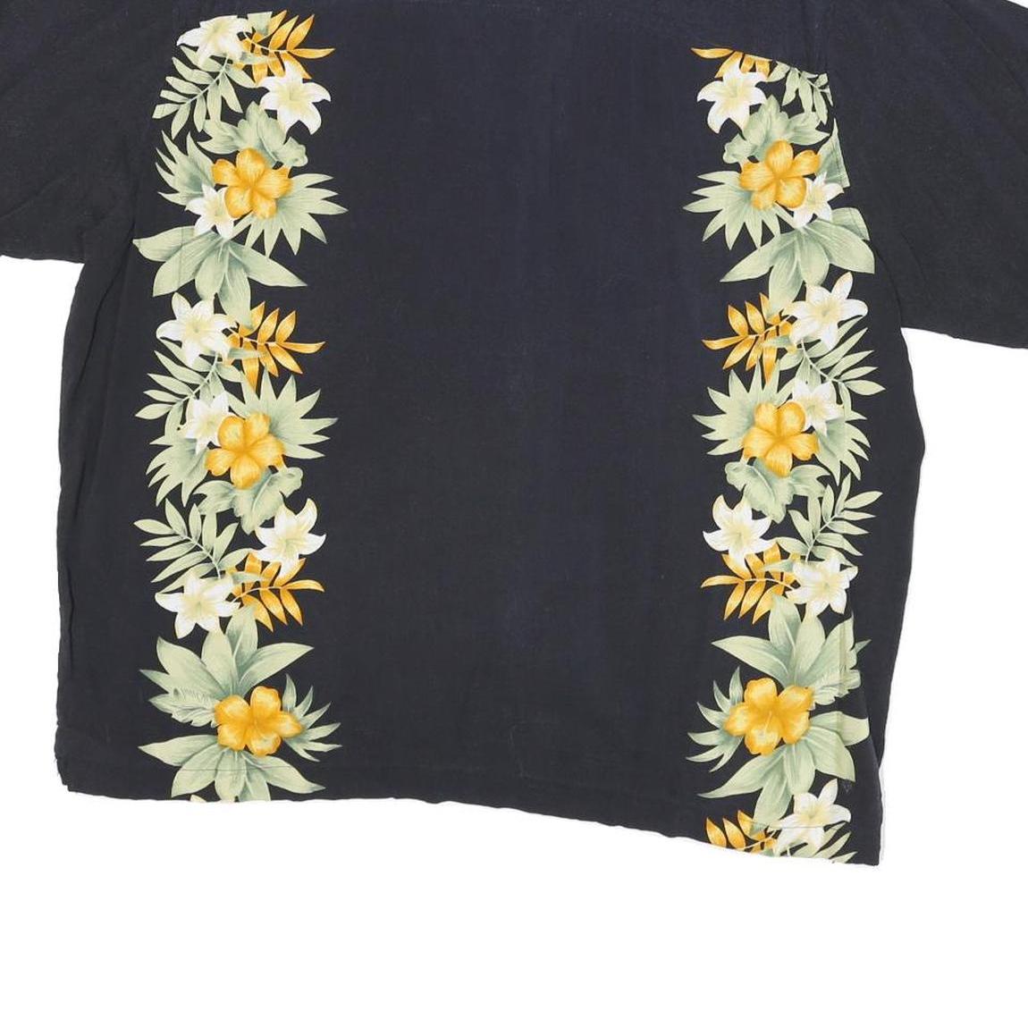 ISLANDER Mens Navy Blue Hawaiian Rayon Shirt XL Floral Tropical Summer Beach