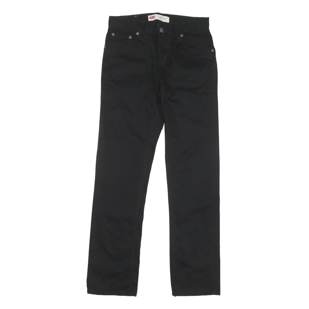 LEVI'S Womens Black Cotton Blend Slim Straight Trousers W26 L28 Zip Closure