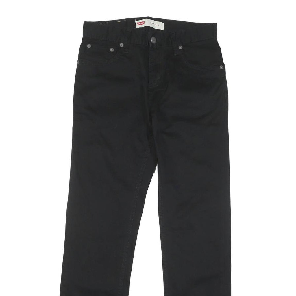 LEVI'S Womens Black Cotton Blend Slim Straight Trousers W26 L28 Zip Closure