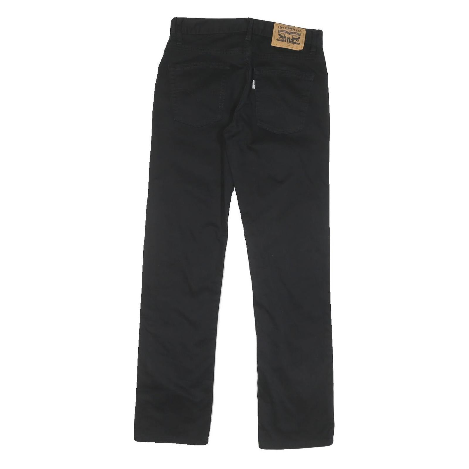 LEVI'S Womens Black Cotton Blend Slim Straight Trousers W26 L28 Zip Closure