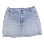 ST JOHNS BAY Womens Blue Denim Mini Cotton Blend Skirt M Casual Pocketed
