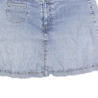 ST JOHNS BAY Womens Blue Denim Mini Cotton Blend Skirt M Casual Pocketed