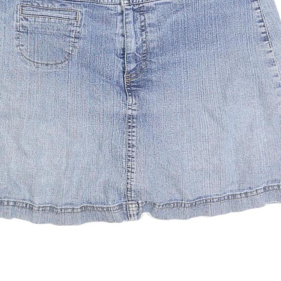ST JOHNS BAY Womens Blue Denim Mini Cotton Blend Skirt M Casual Pocketed