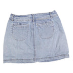 ST JOHNS BAY Womens Blue Denim Mini Cotton Blend Skirt M Casual Pocketed