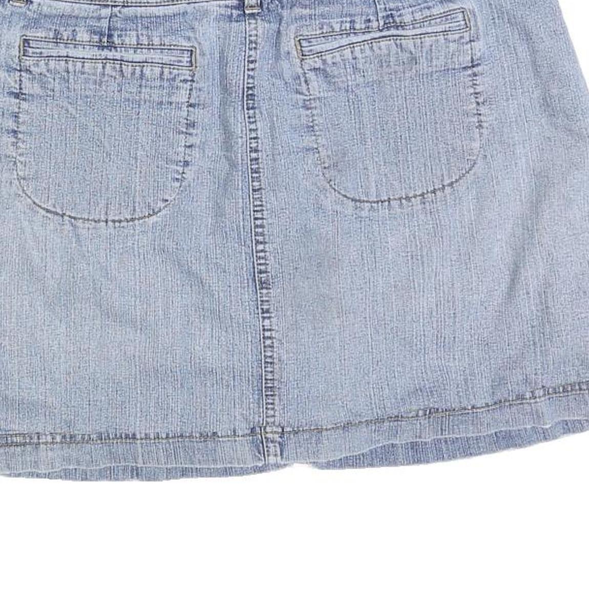 ST JOHNS BAY Womens Blue Denim Mini Cotton Blend Skirt M Casual Pocketed