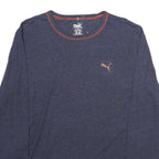 PUMA Mens Blue Long Sleeve T-Shirt L Crew Neck Casual Cotton Top