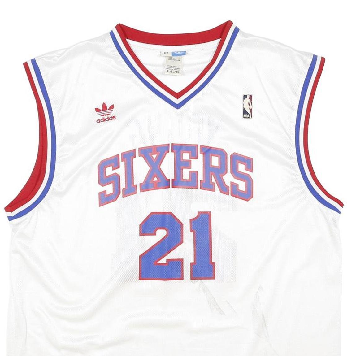 ADIDAS ORIGINALS Mens White Sixers 21 Young Basketball Jersey XL Sleeveless