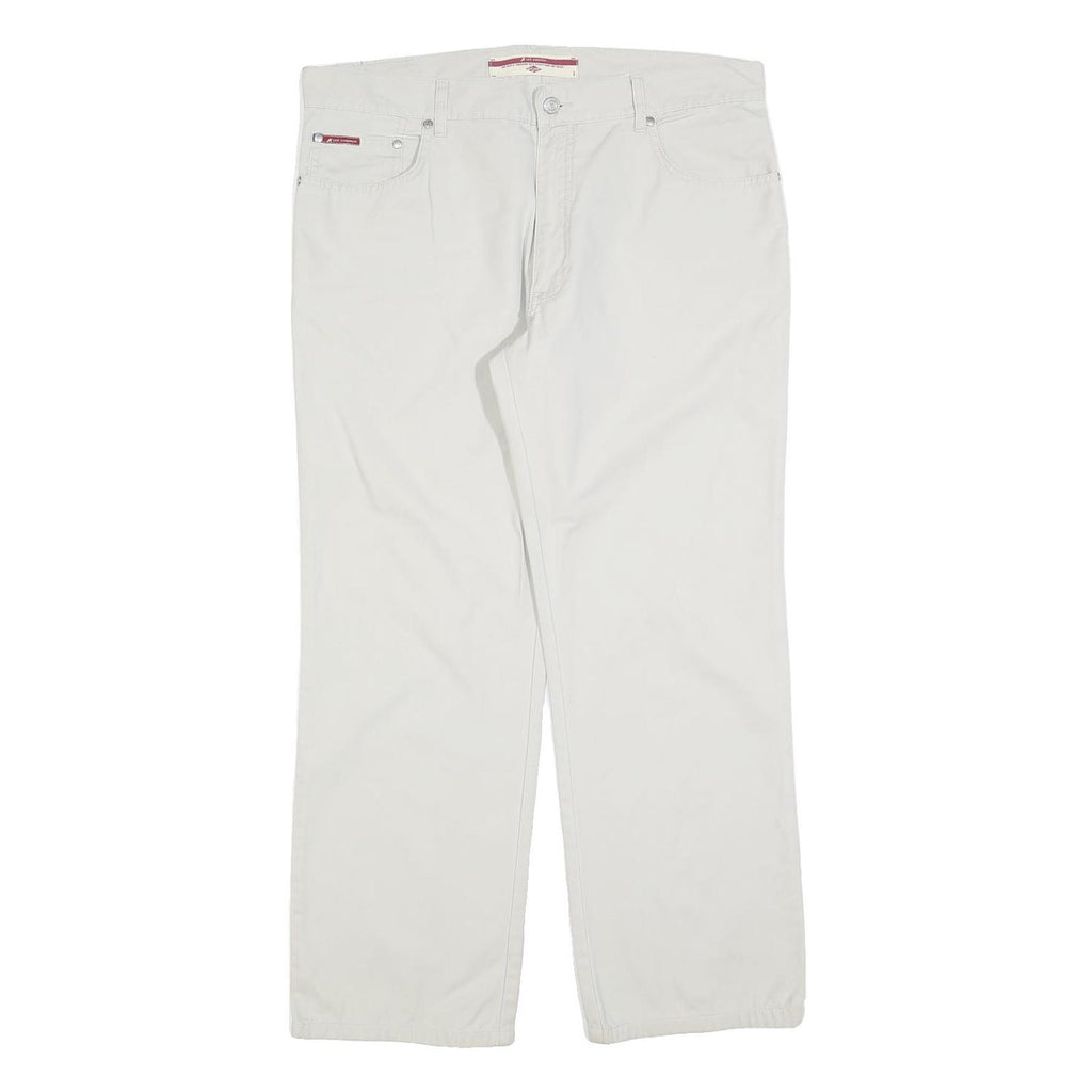 LEE COOPER Mens Cotton Blend White Regular Straight Trousers W36 L30 Casual Zip