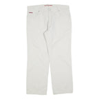 LEE COOPER Mens Cotton Blend White Regular Straight Trousers W36 L30 Casual Zip