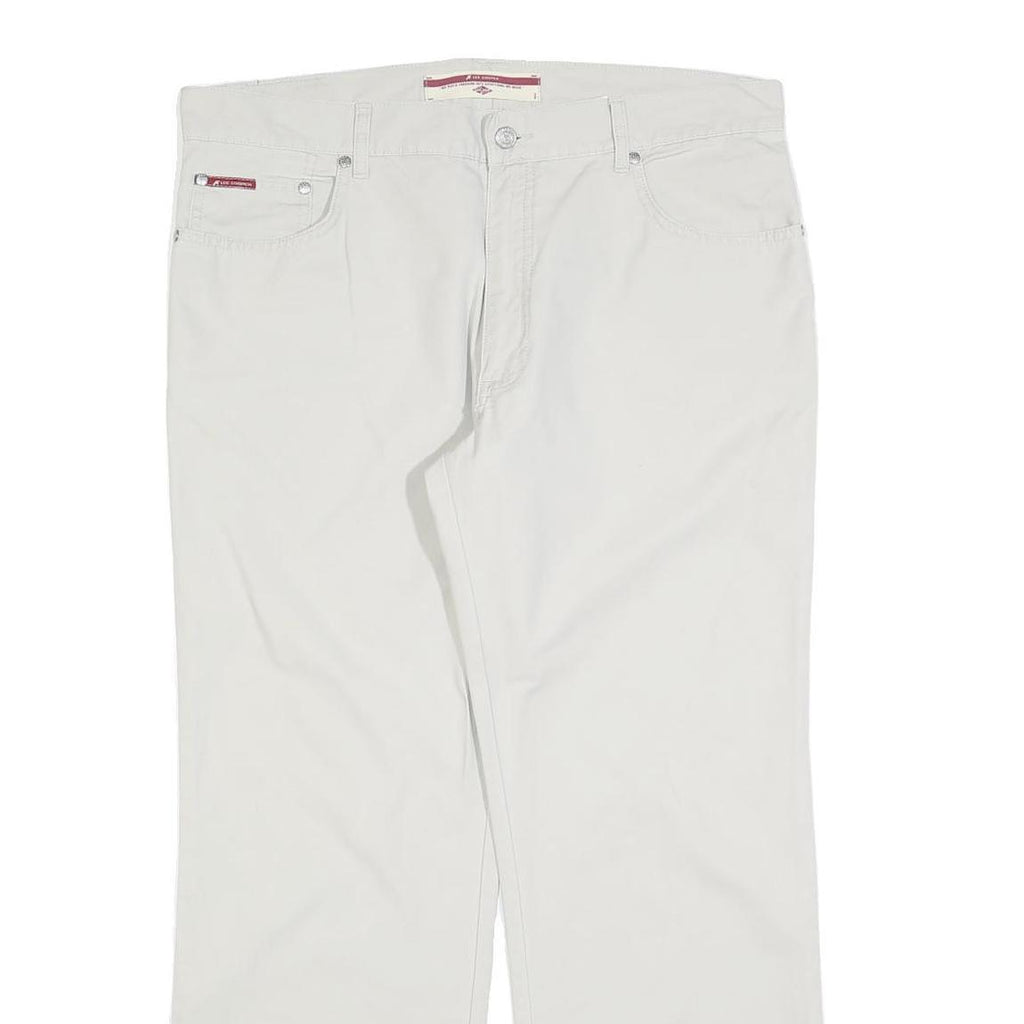 LEE COOPER Mens Cotton Blend White Regular Straight Trousers W36 L30 Casual Zip
