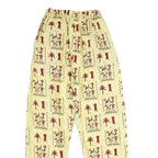 Womens Cream African Tribal Art Regular Leg Trousers W22 L30 Lightweight Summer
