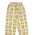 Womens Cream African Tribal Art Regular Leg Trousers W22 L30 Lightweight Summer