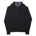 TOMMY HILFIGER Mens Black Cotton Blend Button Jacket L Shawl Collar Knitwear