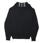 TOMMY HILFIGER Mens Black Cotton Blend Button Jacket L Shawl Collar Knitwear