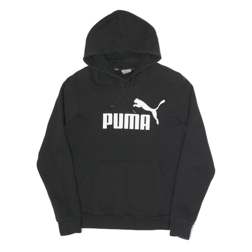 PUMA Womens Black Hoodie UK 16 Cotton Blend Pullover Casual Sweatshirt