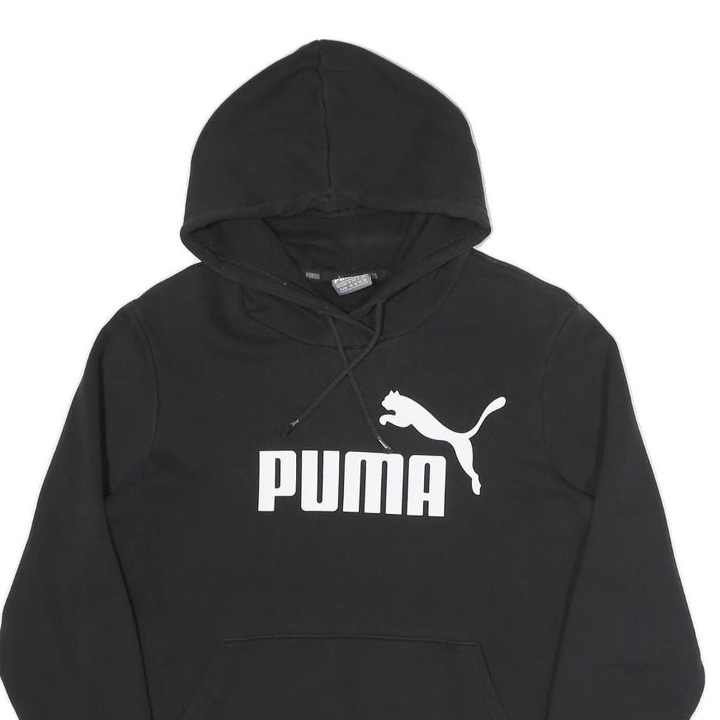 PUMA Womens Black Hoodie UK 16 Cotton Blend Pullover Casual Sweatshirt