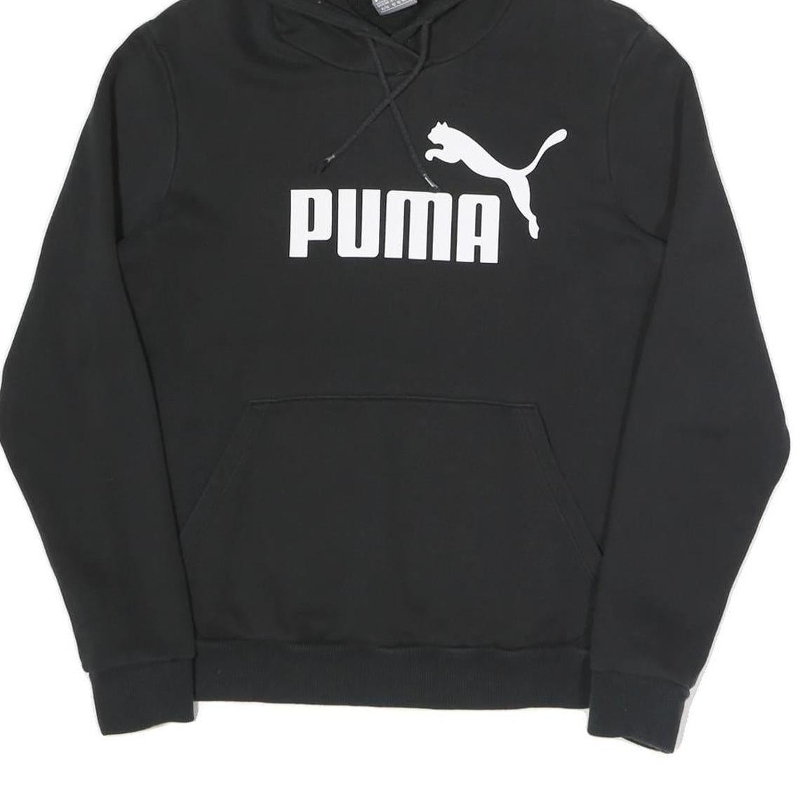 PUMA Womens Black Hoodie UK 16 Cotton Blend Pullover Casual Sweatshirt