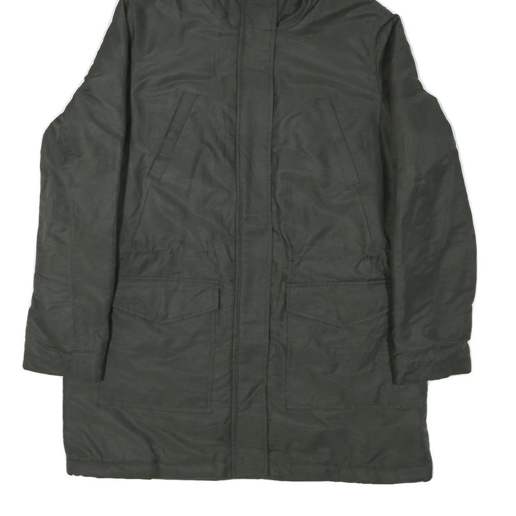 LEVI'S Womens Green Cotton Blend Hooded Zip Parka Jacket L Winter Outerwear