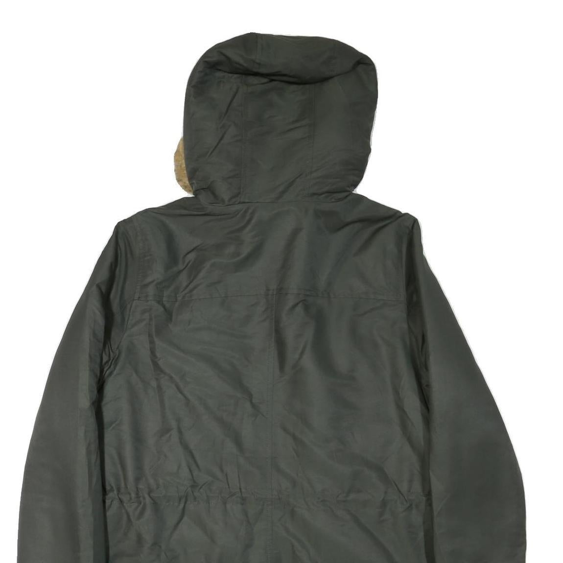 LEVI'S Womens Green Cotton Blend Hooded Zip Parka Jacket L Winter Outerwear