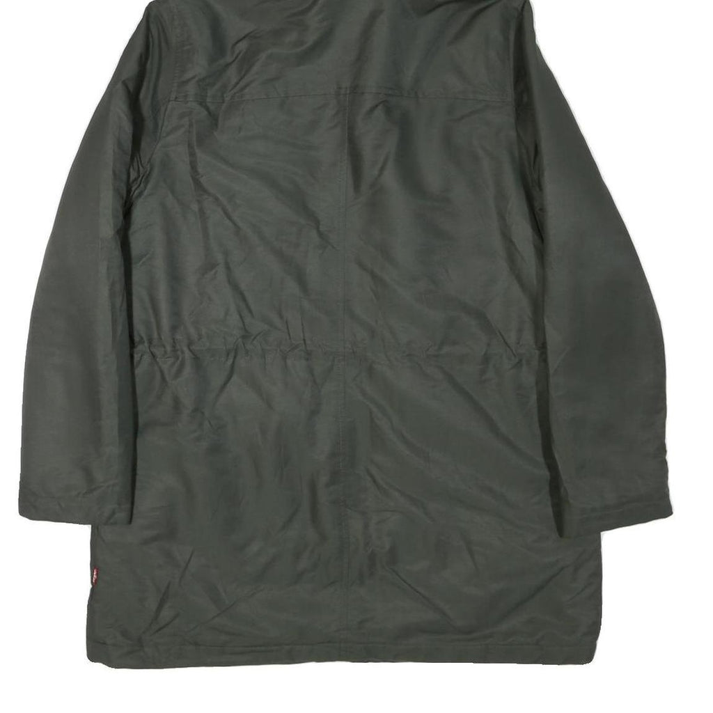 LEVI'S Womens Green Cotton Blend Hooded Zip Parka Jacket L Winter Outerwear
