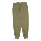 RIVER ISLAND Womens Cotton Blend Slim Khaki Green Cargo Trousers W26 L28 Elastic