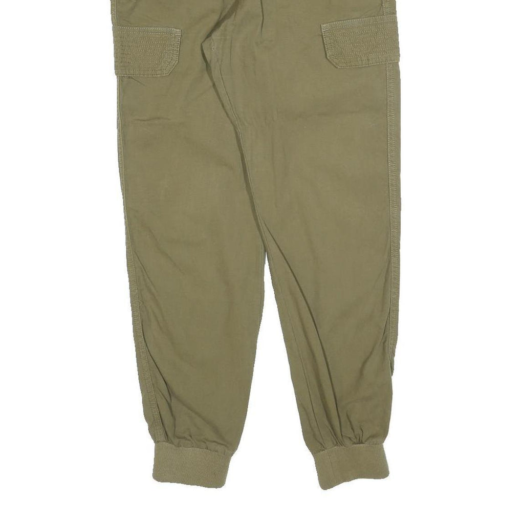 RIVER ISLAND Womens Cotton Blend Slim Khaki Green Cargo Trousers W26 L28 Elastic