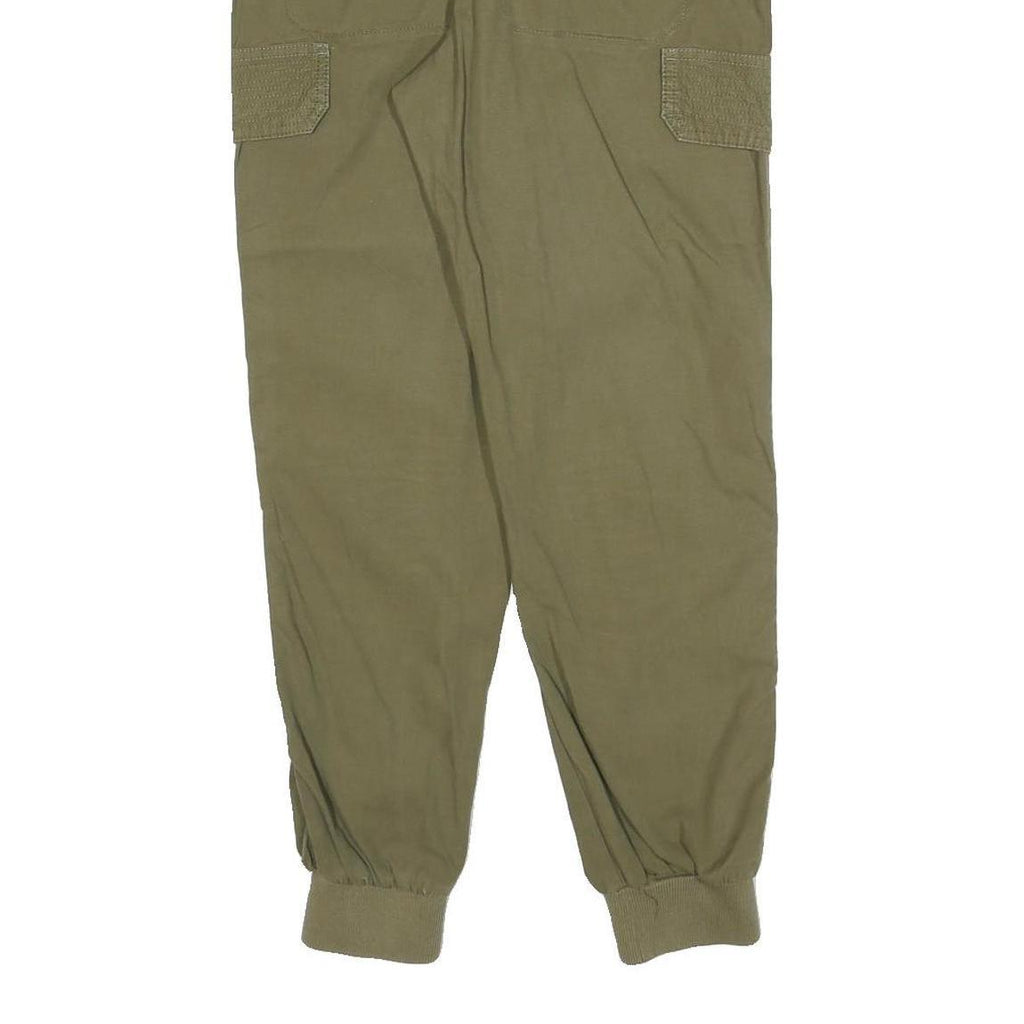 RIVER ISLAND Womens Cotton Blend Slim Khaki Green Cargo Trousers W26 L28 Elastic
