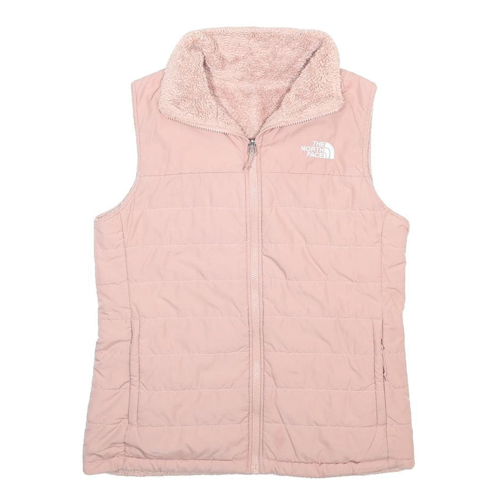 THE NORTH FACE Womens Pink Sleeveless Reversible Fleece Jacket M Polyester Zip
