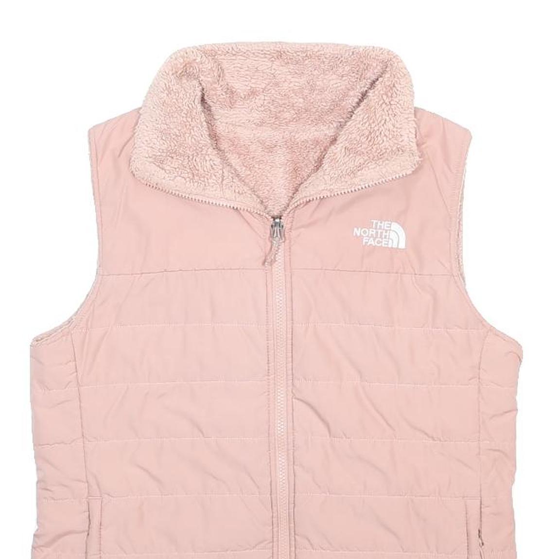 THE NORTH FACE Womens Pink Sleeveless Reversible Fleece Jacket M Polyester Zip