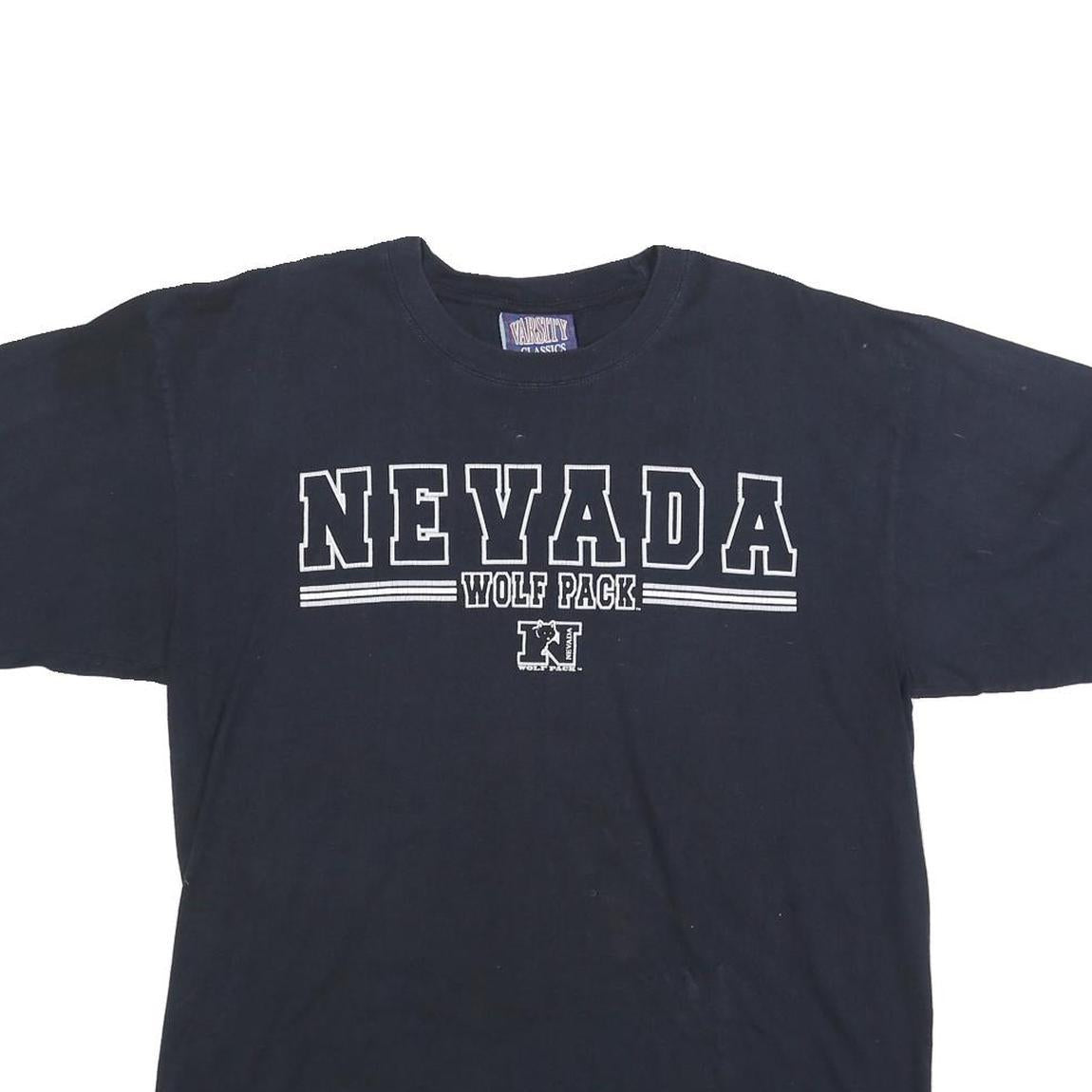 VARSITY Mens Black Nevada Wolf Pack Graphic T-Shirt L Short Sleeve Crew Neck