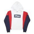 FILA Mens White & Red & Navy Hoodie XS Cotton Blend Pullover Logo Casual