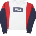 FILA Mens White & Red & Navy Hoodie XS Cotton Blend Pullover Logo Casual