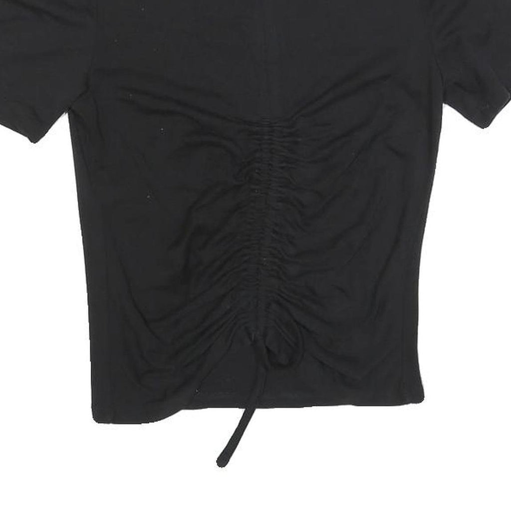 CALVIN KLEIN JEANS Womens Black Ruched Short Sleeve Crew Neck Top S