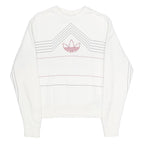 ADIDAS Mens White Sweatshirt S Crew Neck Cotton Blend Retro Logo