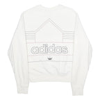 ADIDAS Mens White Sweatshirt S Crew Neck Cotton Blend Retro Logo