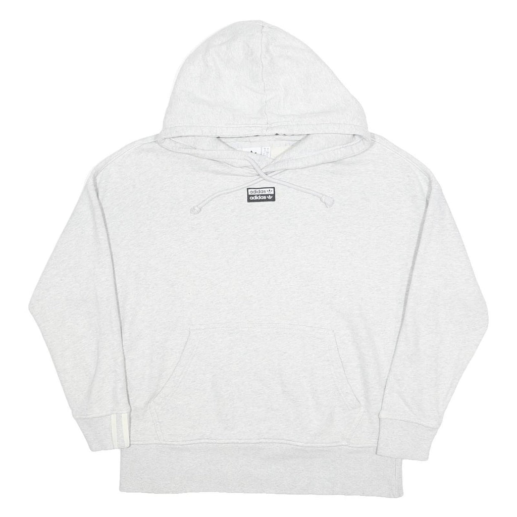 ADIDAS Womens Grey Pullover Hoodie UK 10 Cotton Blend Casual Sportswear