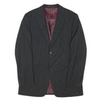 REMUS UOMO Mens Black Pinstripe Wool Blazer Jacket L Woven Tailored Formal